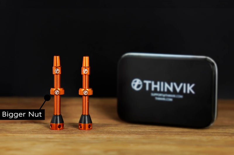 Thinvik Presta Tubeless Valve Stem Kit - 65mm, Super Light Alloy, 2 Valves + Removal Tool (Orange) - Image 2